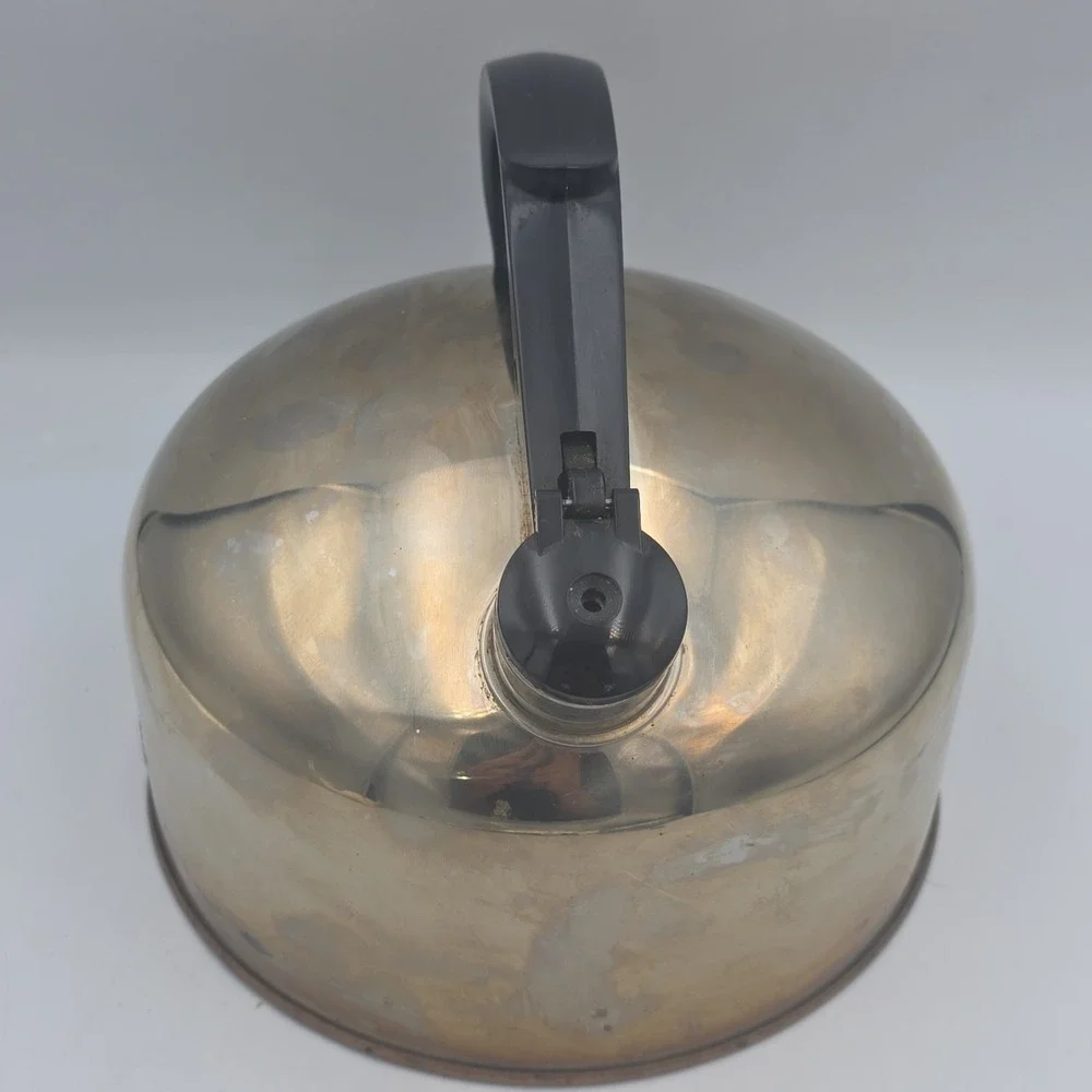 REVERE WARE Copper Bottom Stainless Steel Tea Kettle VTG Whistling